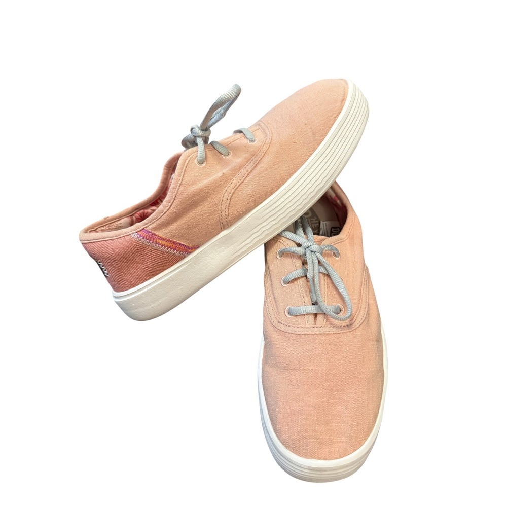 Hey Dude Conway Craft Sneakers Womens 10 Pink Canvas Lace Up Platform